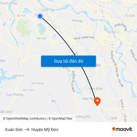 Xuân Sơn to Huyện Mỹ Đức map