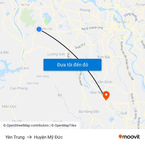 Yên Trung to Huyện Mỹ Đức map