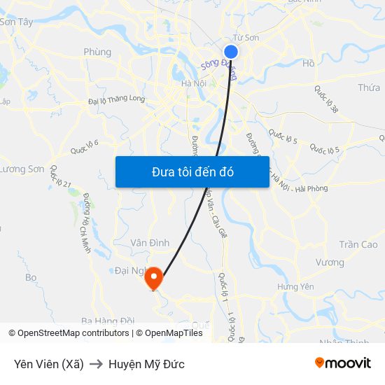 Yên Viên (Xã) to Huyện Mỹ Đức map