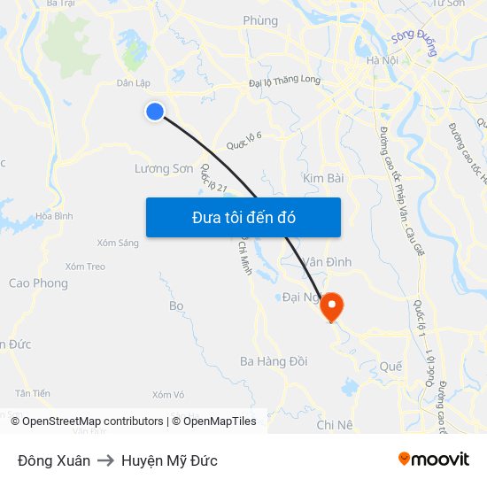 Đông Xuân to Huyện Mỹ Đức map