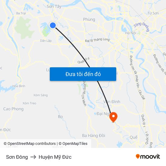 Sơn Đông to Huyện Mỹ Đức map