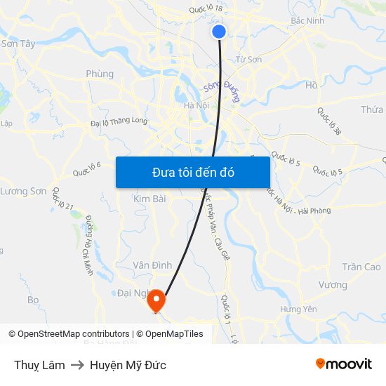 Thuỵ Lâm to Huyện Mỹ Đức map