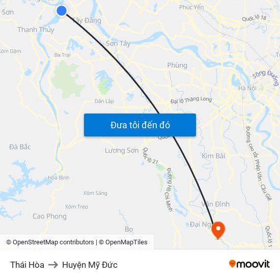 Thái Hòa to Huyện Mỹ Đức map