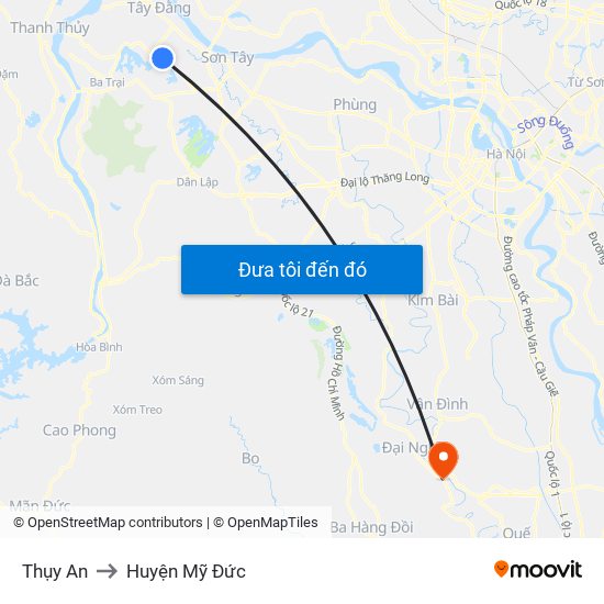 Thụy An to Huyện Mỹ Đức map
