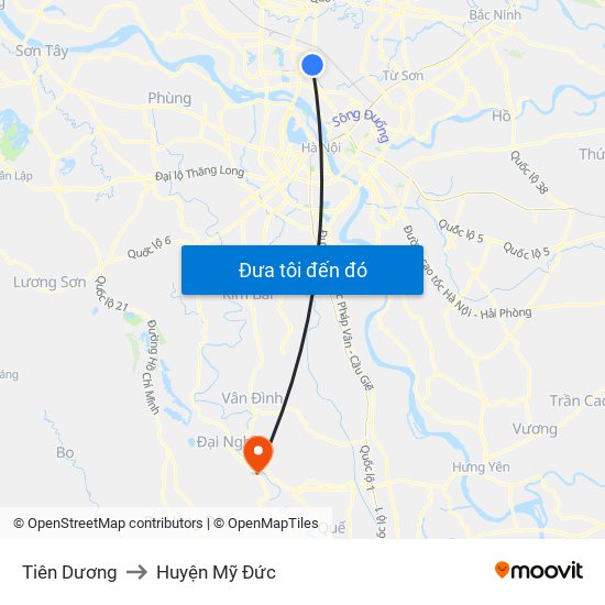 Tiên Dương to Huyện Mỹ Đức map