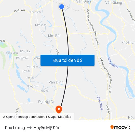 Phú Lương to Huyện Mỹ Đức map