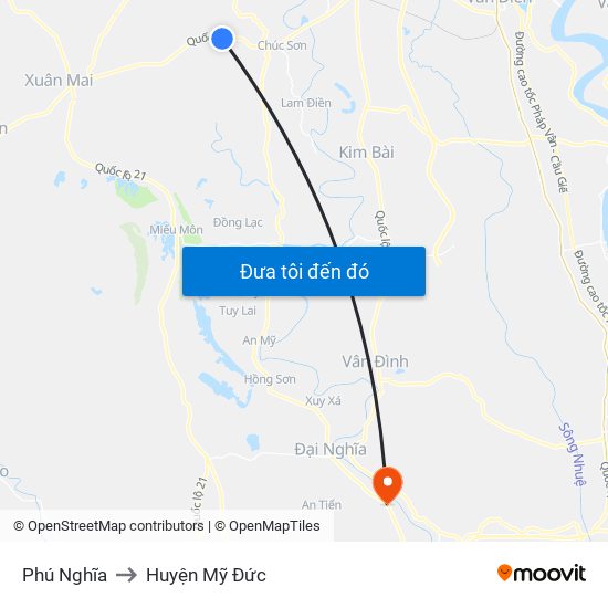 Phú Nghĩa to Huyện Mỹ Đức map