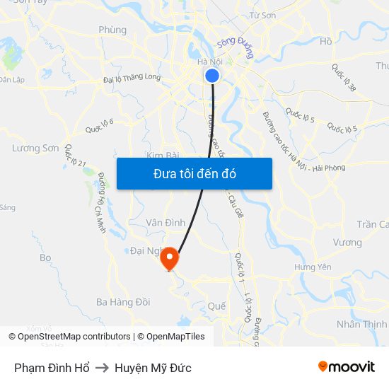 Phạm Đình Hổ to Huyện Mỹ Đức map