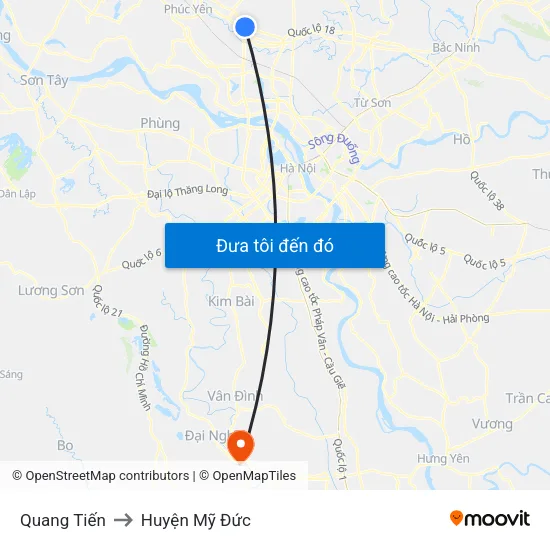 Quang Tiến to Huyện Mỹ Đức map