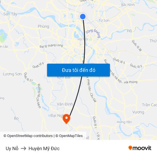 Uy Nỗ to Huyện Mỹ Đức map