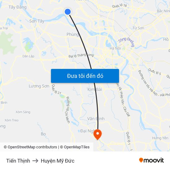 Tiến Thịnh to Huyện Mỹ Đức map