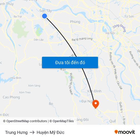 Trung Hưng to Huyện Mỹ Đức map