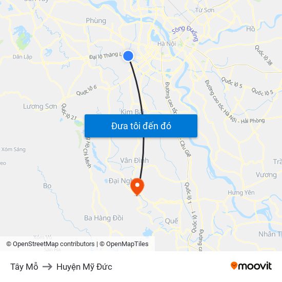 Tây Mỗ to Huyện Mỹ Đức map