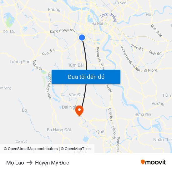 Mộ Lao to Huyện Mỹ Đức map