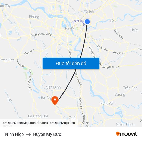 Ninh Hiệp to Huyện Mỹ Đức map