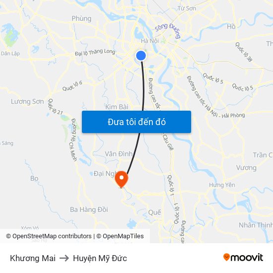 Khương Mai to Huyện Mỹ Đức map