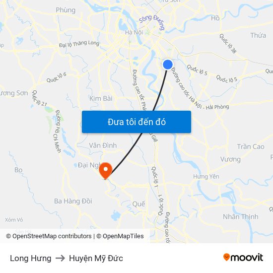 Long Hưng to Huyện Mỹ Đức map