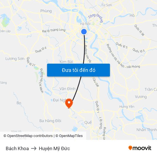 Bách Khoa to Huyện Mỹ Đức map