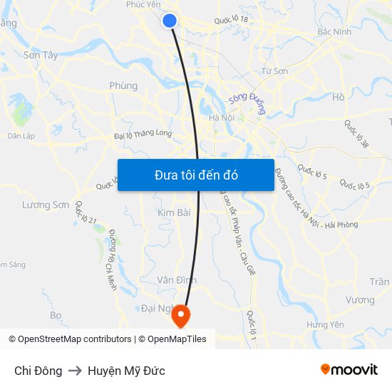 Chi Đông to Huyện Mỹ Đức map