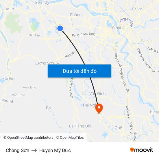 Chàng Sơn to Huyện Mỹ Đức map