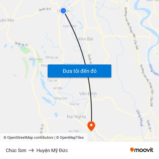 Chúc Sơn to Huyện Mỹ Đức map