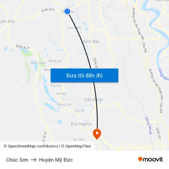 Chúc Sơn to Huyện Mỹ Đức map
