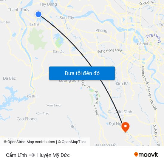 Cẩm Lĩnh to Huyện Mỹ Đức map