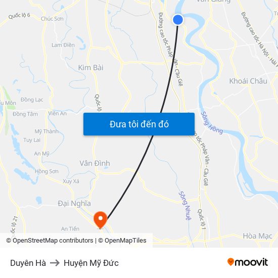 Duyên Hà to Huyện Mỹ Đức map