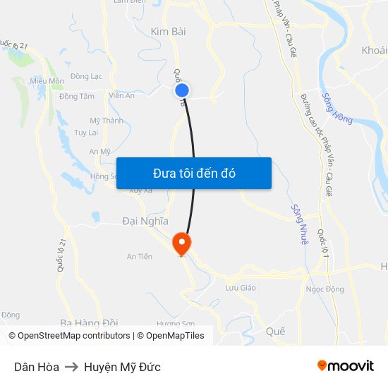 Dân Hòa to Huyện Mỹ Đức map