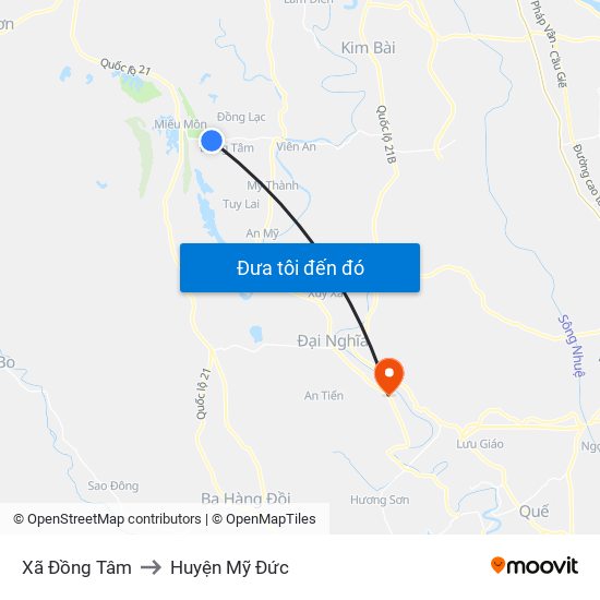 Xã Đồng Tâm to Huyện Mỹ Đức map