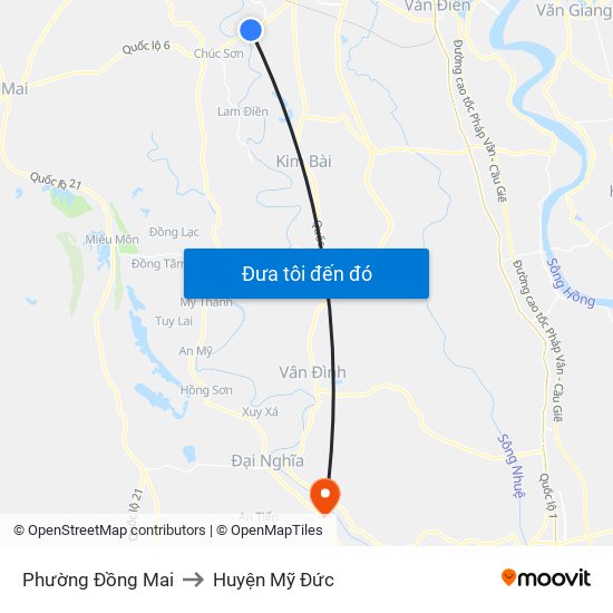 Phường Đồng Mai to Huyện Mỹ Đức map