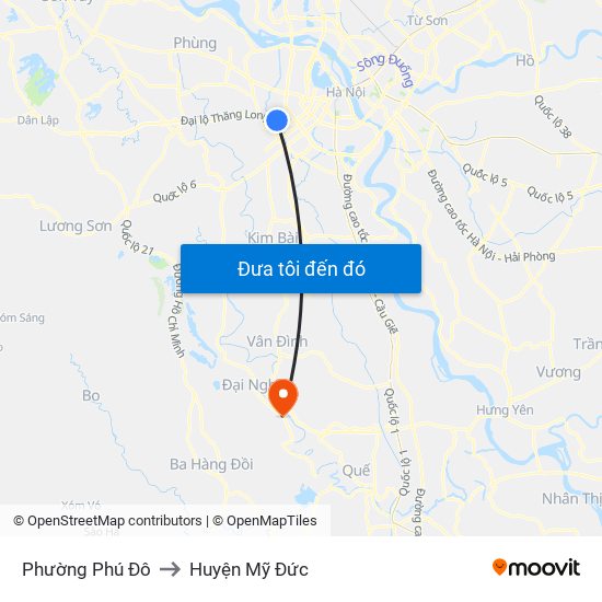 Phường Phú Đô to Huyện Mỹ Đức map