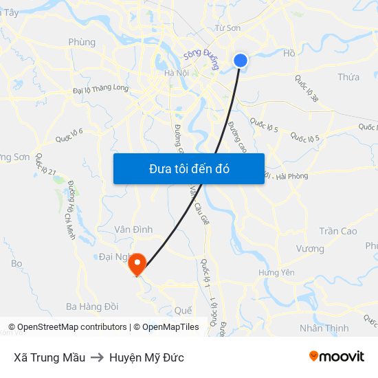 Xã Trung Mầu to Huyện Mỹ Đức map