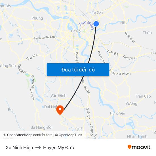 Xã Ninh Hiệp to Huyện Mỹ Đức map