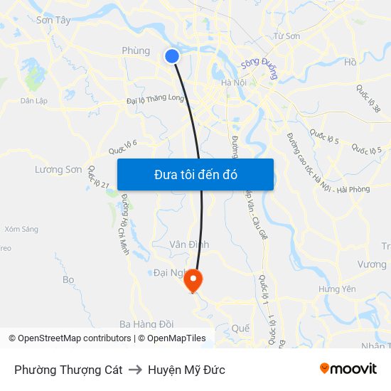 Phường Thượng Cát to Huyện Mỹ Đức map