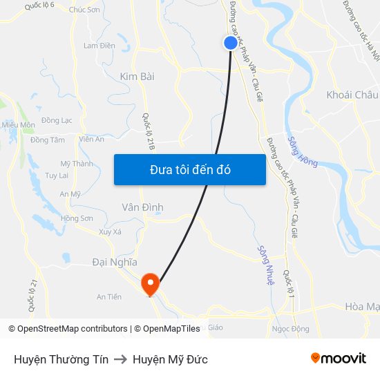 Huyện Thường Tín to Huyện Mỹ Đức map