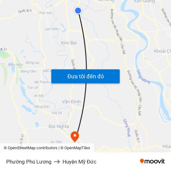 Phường Phú Lương to Huyện Mỹ Đức map