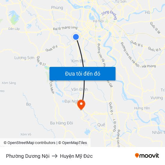 Phường Dương Nội to Huyện Mỹ Đức map