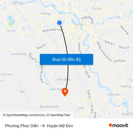 Phường Phúc Diễn to Huyện Mỹ Đức map