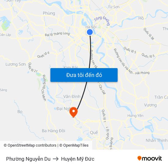 Phường Nguyễn Du to Huyện Mỹ Đức map