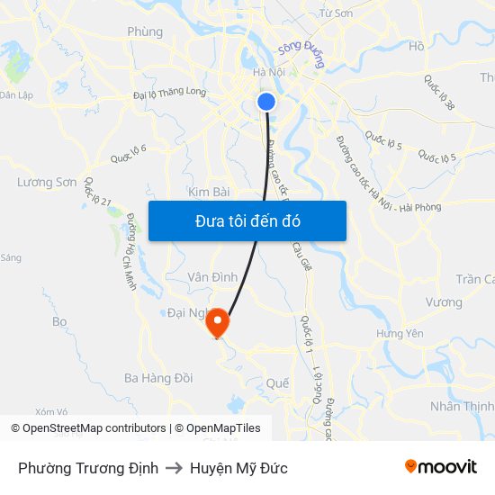 Phường Trương Định to Huyện Mỹ Đức map