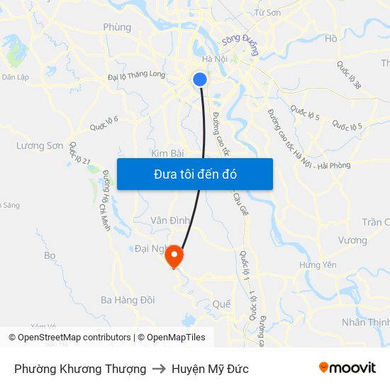 Phường Khương Thượng to Huyện Mỹ Đức map