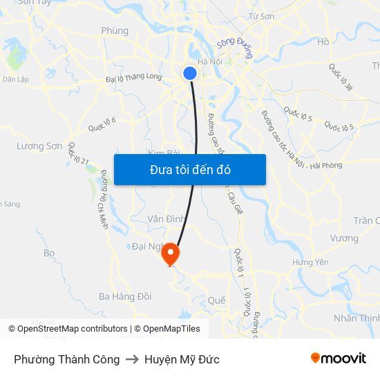 Phường Thành Công to Huyện Mỹ Đức map