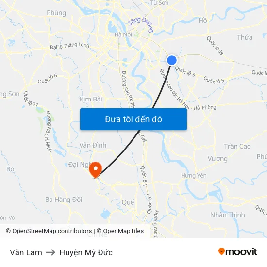 Văn Lâm to Huyện Mỹ Đức map