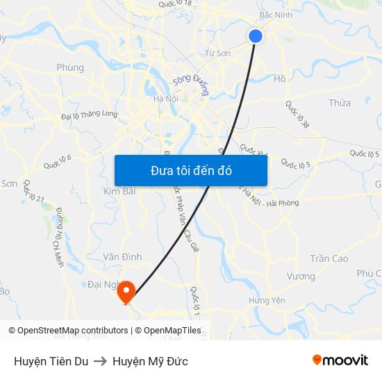 Huyện Tiên Du to Huyện Mỹ Đức map