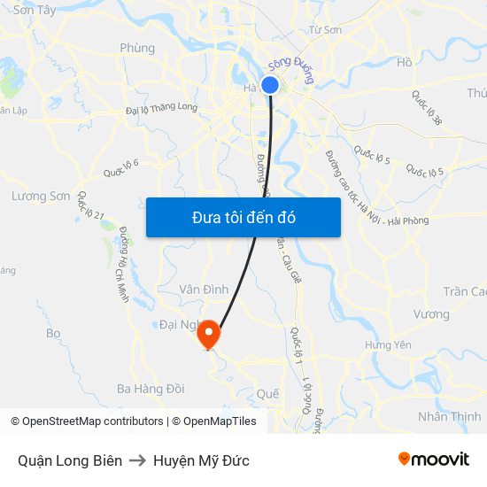 Quận Long Biên to Huyện Mỹ Đức map