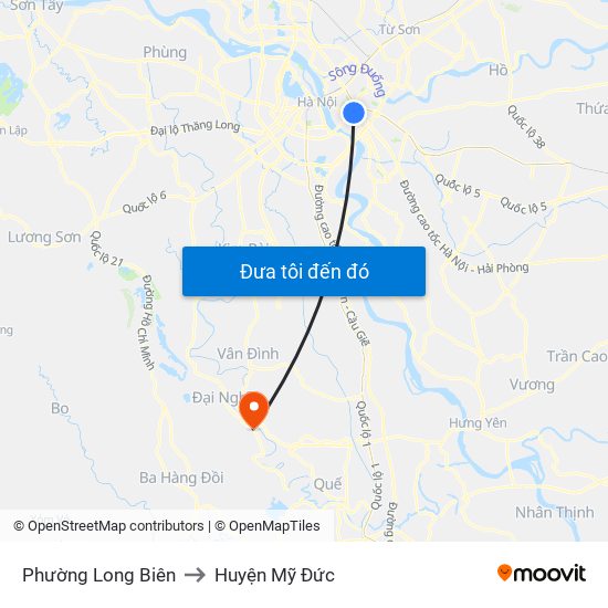 Phường Long Biên to Huyện Mỹ Đức map