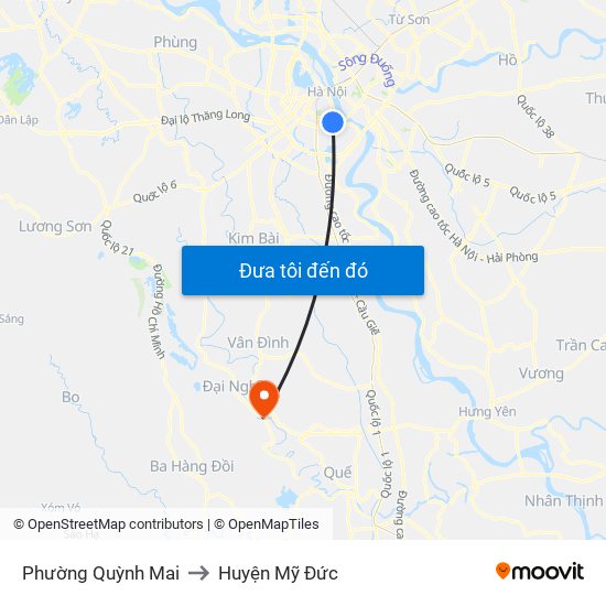 Phường Quỳnh Mai to Huyện Mỹ Đức map