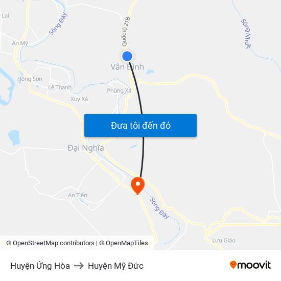 Huyện Ứng Hòa to Huyện Mỹ Đức map