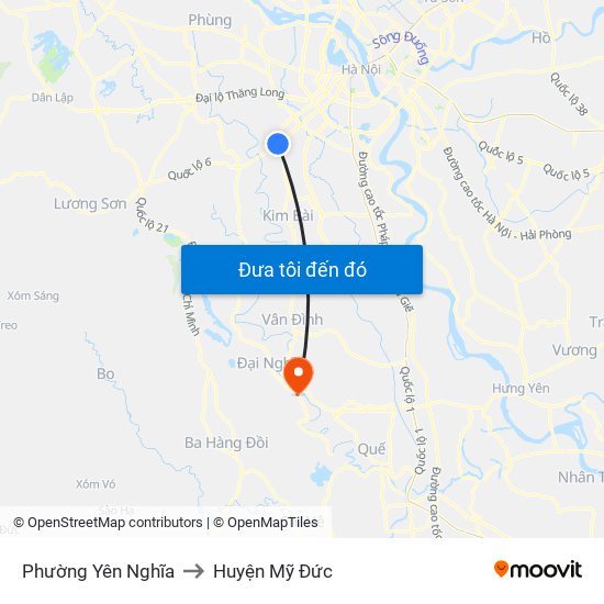 Phường Yên Nghĩa to Huyện Mỹ Đức map